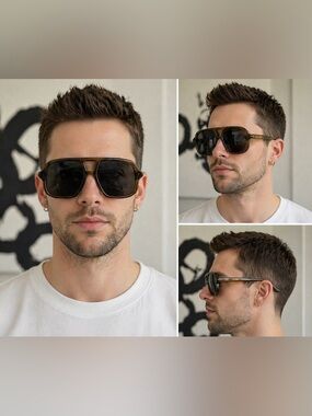 Oversized Aviator Sunglasses – Olive Green Frame & Brown Lens (48-25-148)